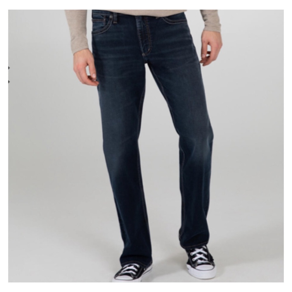 Silver Jeans Zac Straight Leg Jeans Dark Wash Men Size 38 x 34 Long Tall Stretch